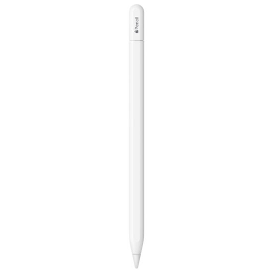 Apple Pencil (USB-C), Model A3085 — Apple Pencil (USB-C), white, end cap engraving reads, Apple Pencil, the word Apple represented by an Apple logo