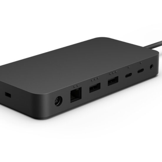 Microsoft Surface Thunderbolt 4 Dock — A close-up view of the rear-facing ports on a Surface Thunderbolt 4 Dock.