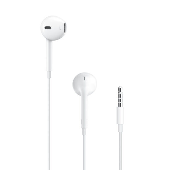 Earpods (3.5mm Headphone Plug), Model A1472 — Side, rear and plug end of EarPods with 3.5mm Headphone Plug.