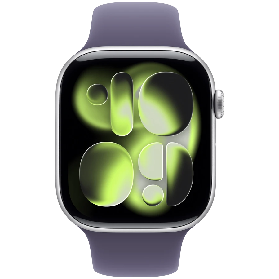 Apple Watch Series 11 GPS and Cellular 46mm Silver Purple Fog M/L - front view