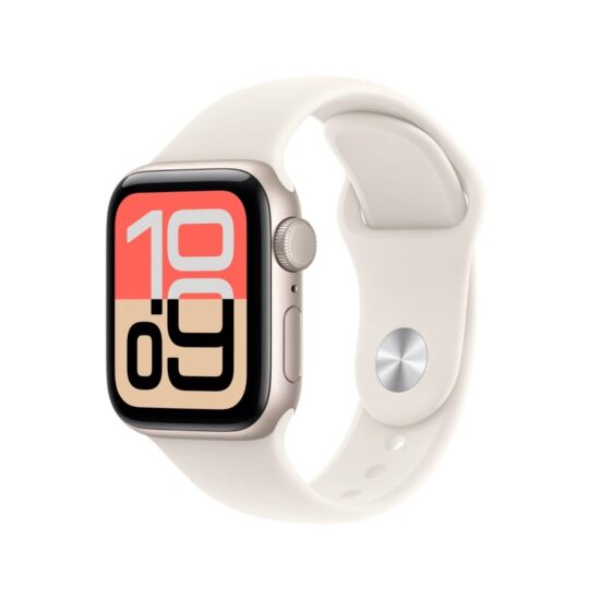 Apple Watch SE 3 GPS 44mm Starlight M/L - angled view