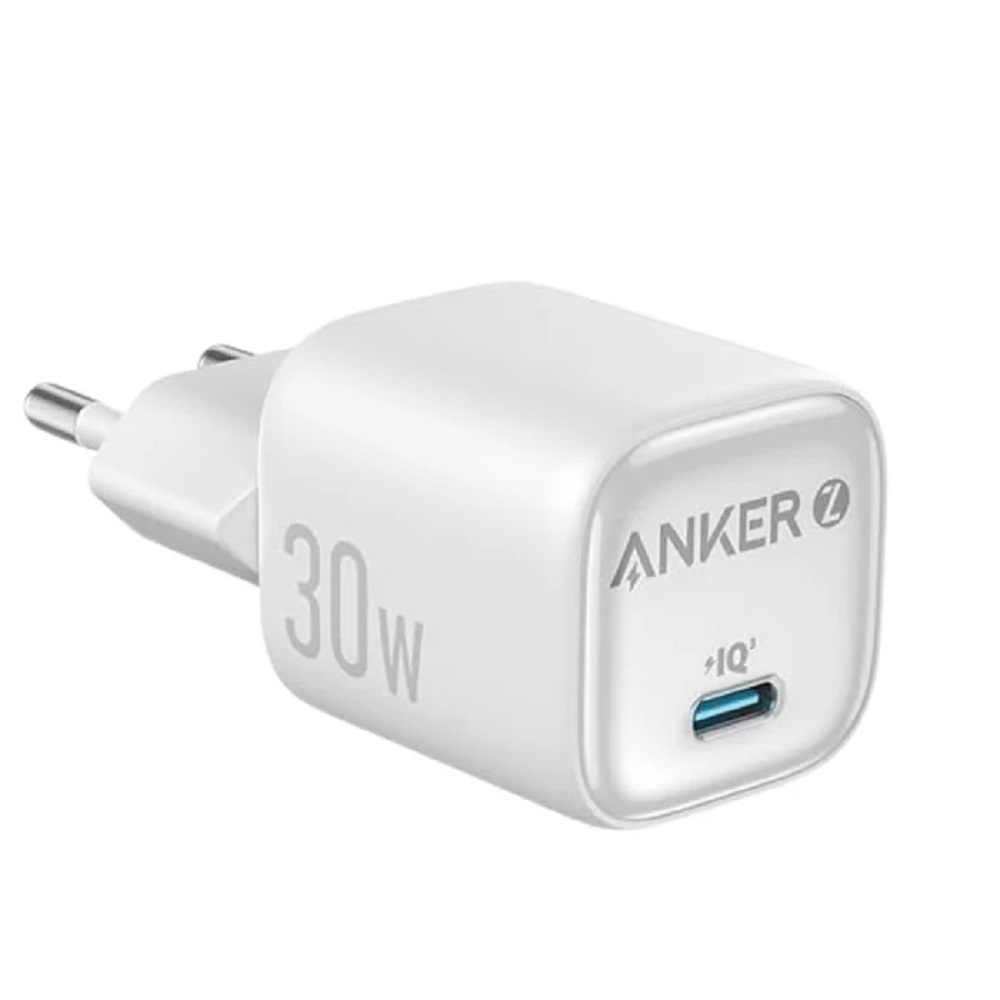 Anker Zolo A2698L21 30W white charger — USB-C front angle