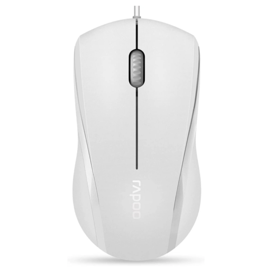Rapoo N1200 white wired mouse – top view