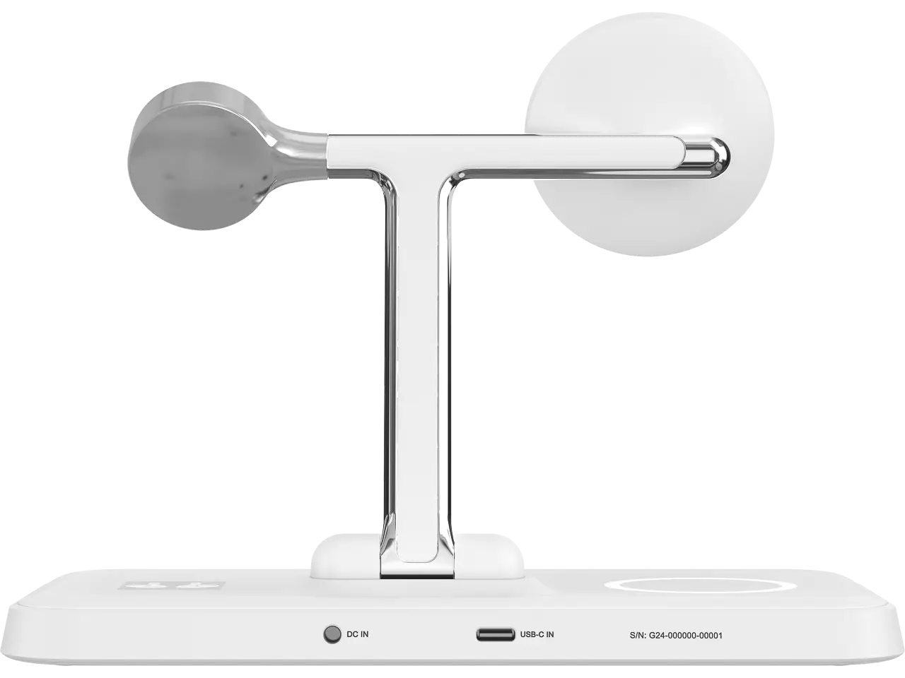 HyperJuice Next Qi2 4-in-1 Magnetic Charging Stand HJ3004WHGL White rear connections