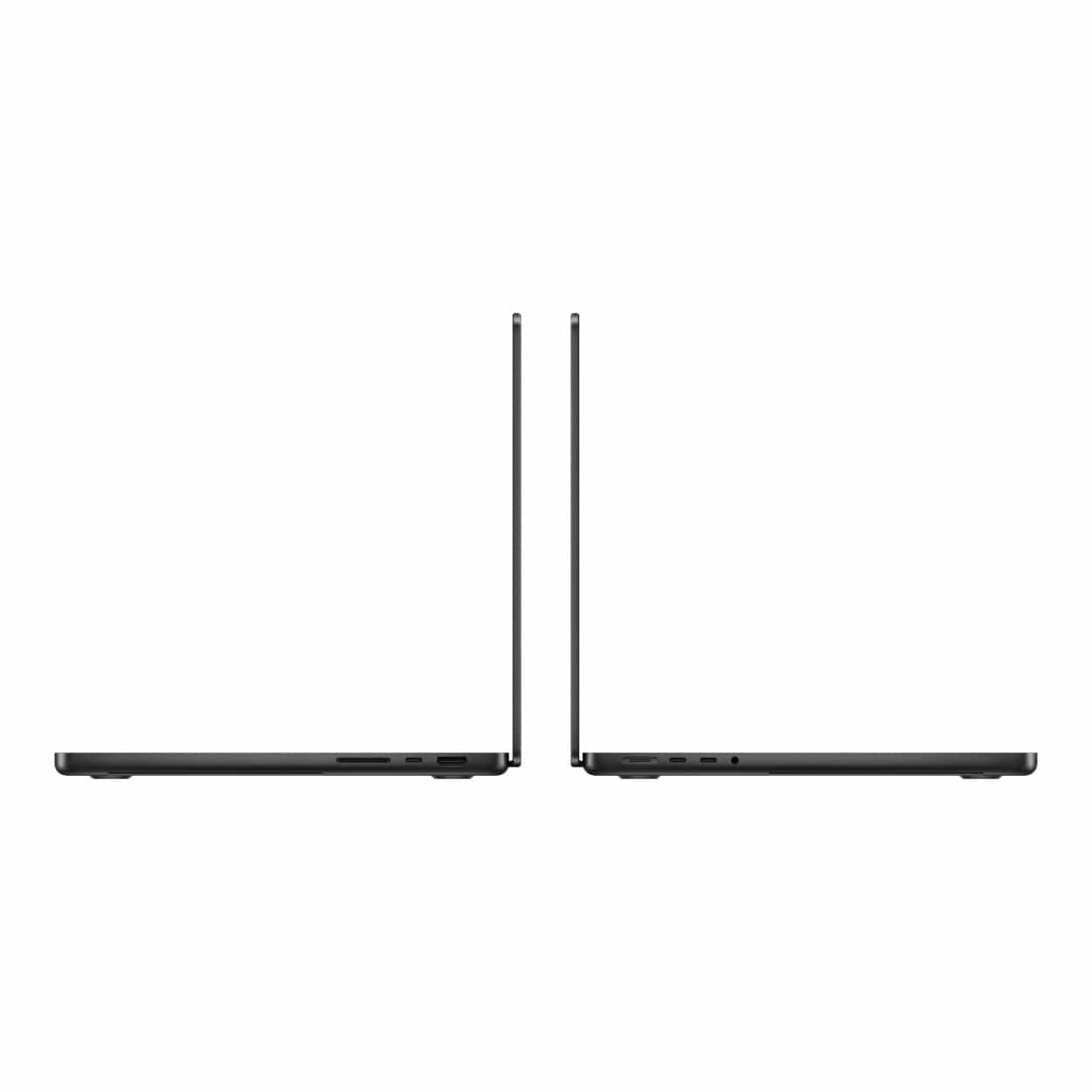 Apple MacBook Pro 14-inch Space Black M5 Pro/Max — left and right side profiles