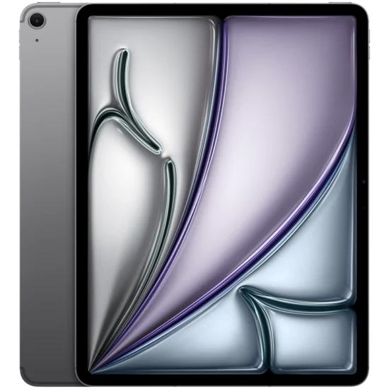 Apple iPad Air 13-inch M4 Wi-Fi + Cellular in Space Grey, front and rear view